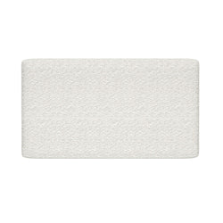 White textured mattress topper with rounded corners, quilted foam mattress pad product photo on white background