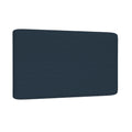 Close-up of a dark blue textured rectangular mat with rounded corners on a white background