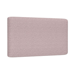 Blush pink textured upholstered fabric headboard with rounded corners, modern rectangular bed headboard for bedroom decor and interior design