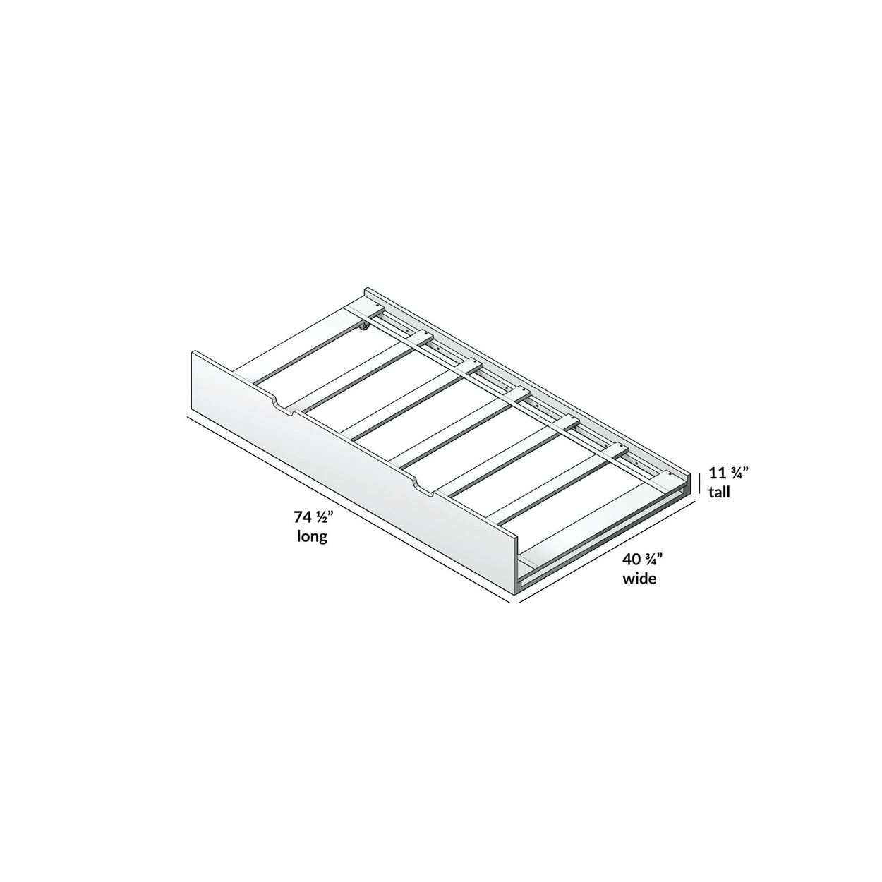 175261-121 : Component Trundle Bed w/ 7 pcs Slat Roll and Rubber Castors, Grey