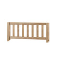 Unfinished natural pine wooden slatted headboard/bed rail with vertical slats, minimalist farmhouse bedroom furniture