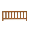 Solid wood slatted bed headboard in warm natural finish, modern farmhouse bedroom furniture