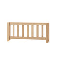Wooden bed rail with vertical slats, light natural finish, solid wood toddler safety guard