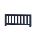 Navy blue toddler bed rail with vertical slats, wooden safety guard for crib and toddler beds