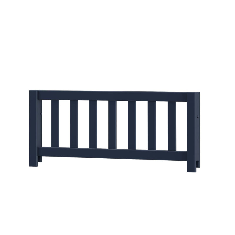 Navy blue toddler bed rail with vertical slats, wooden safety guard for crib and toddler beds