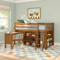Twin Low Loft Bed With Desk & Bookcases
