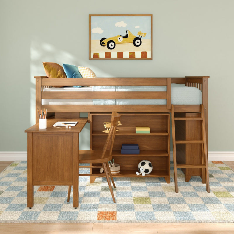 Twin Low Loft Bed With Desk & Bookcases