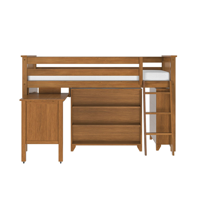 Twin Low Loft Bed With Desk & Bookcases