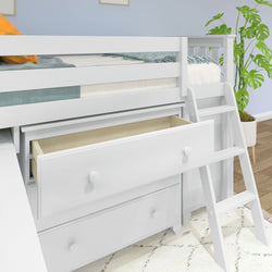 18-3D3DDK-002 : Loft Beds Twin-Size Low Loft With Pull-Out Desk & 3-Drawer Dressers, White