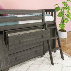 18-3D3DDK-151 : Loft Beds Twin-Size Low Loft With Pull-Out Desk & 3-Drawer Dressers, Clay