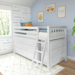 18-3D6D-002 : Loft Beds Twin-Size Low Loft With 3-Drawer & 6-Drawer Dressers, White