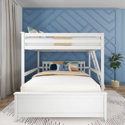 18-733-002 : Bunk Beds L-Shaped Full over Queen Bunk Bed with Ladder on End, White
