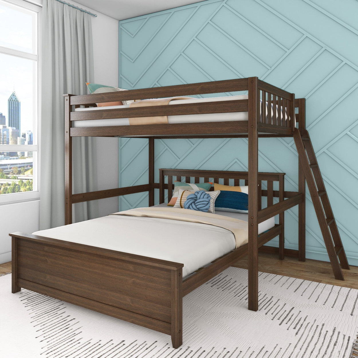 Full Over Queen L-Shaped Bunk Bed – Max and Lily