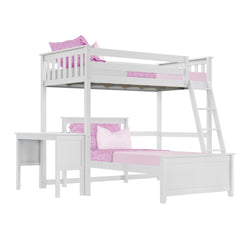 18-801-002 : Bunk Beds L-Shaped Twin over Twin Bunk Bed with Desk, White