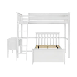 18-801-002 : Bunk Beds L-Shaped Twin Over Twin Bunk Bed With Desk, White