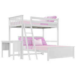 18-802-002 : Bunk Beds L-Shaped Twin Over Full Bunk Bed With Desk, White