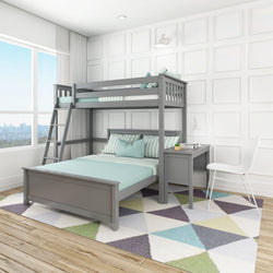 18-802-121 : Bunk Beds L-Shaped Twin Over Full Bunk Bed With Desk, Grey