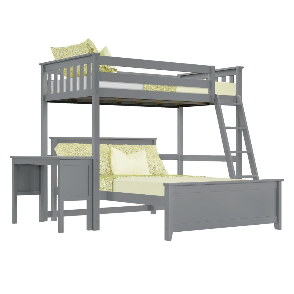 18-802-121 : Bunk Beds L-Shaped Twin Over Full Bunk Bed With Desk, Grey