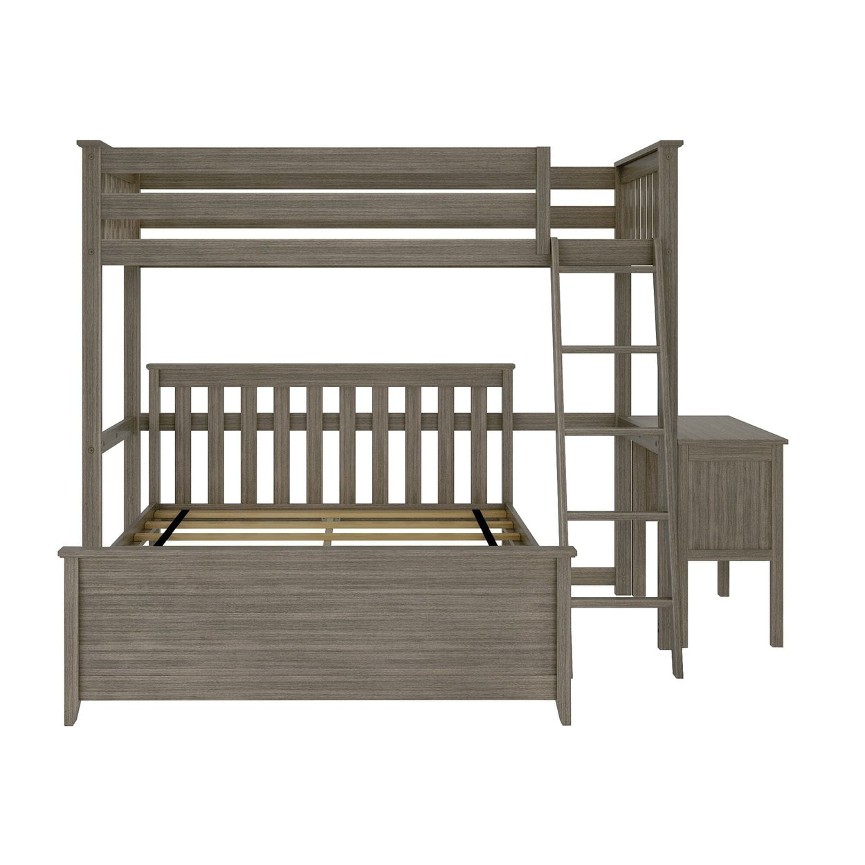 18-802-151 : Bunk Beds L-Shaped Twin over Full Bunk Bed with Desk, Clay