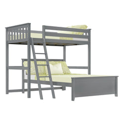 18-812-121 : Bunk Beds L-Shaped Twin over Full Bunk Bed, Grey