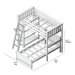 18-911-002 : Bunk Beds L-Shaped Twin Over Twin Bunk Bed With Bookcase, White