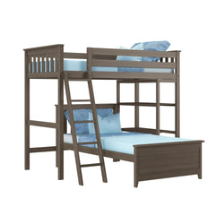 18-911-151 : Bunk Beds L-Shaped Twin over Twin Bunk Bed with Bookcase, Clay