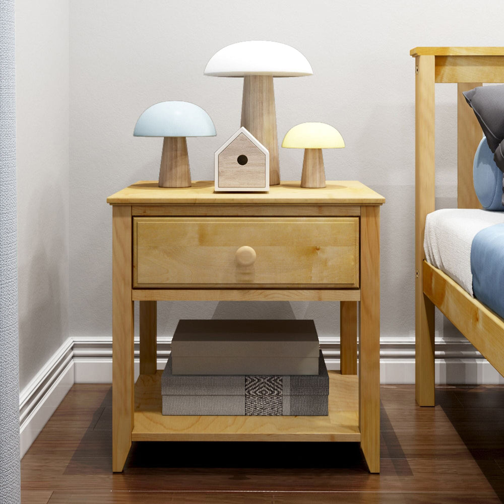 180001-001 : Furniture Nightstand with Drawer and Shelf, Natural