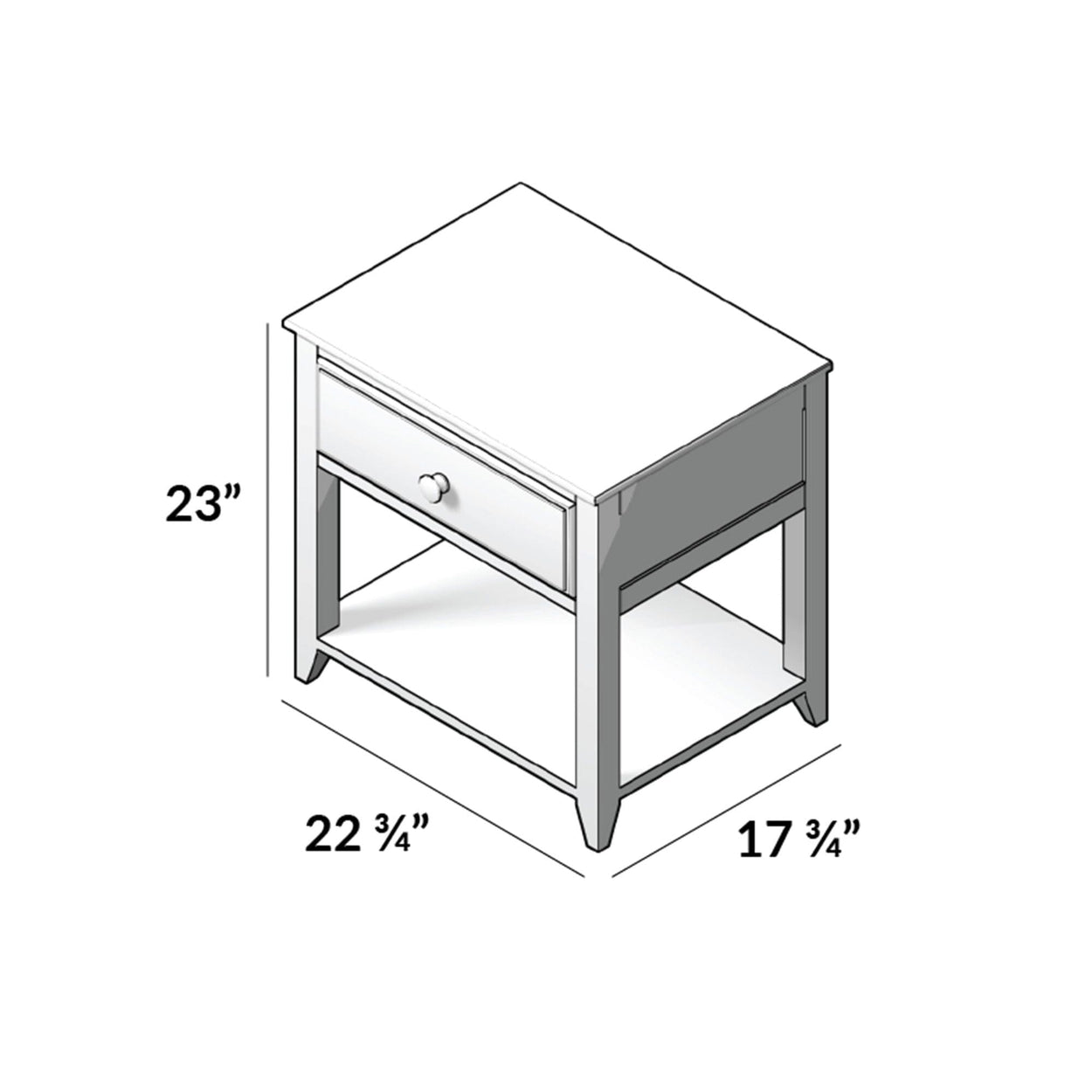 180001-002 : Furniture Nightstand with Drawer and Shelf, White