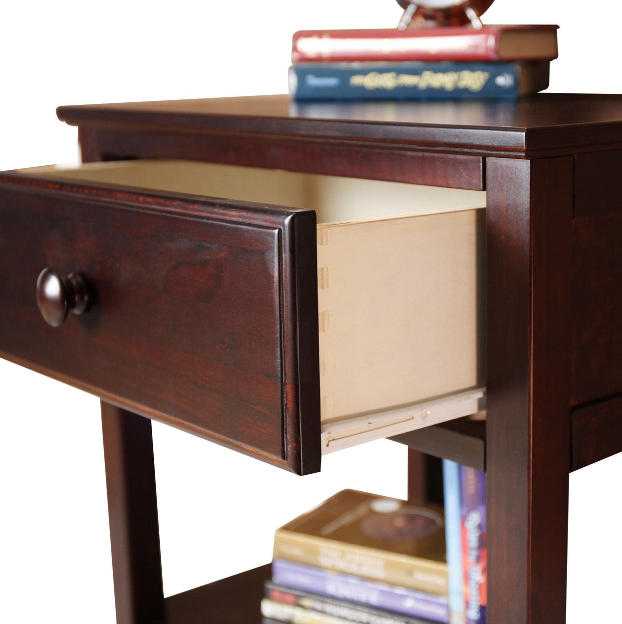 180001-005 : Furniture Nightstand with Drawer and Shelf, Espresso