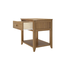 180001-007 : Furniture Nightstand with Drawer and Shelf, Pecan