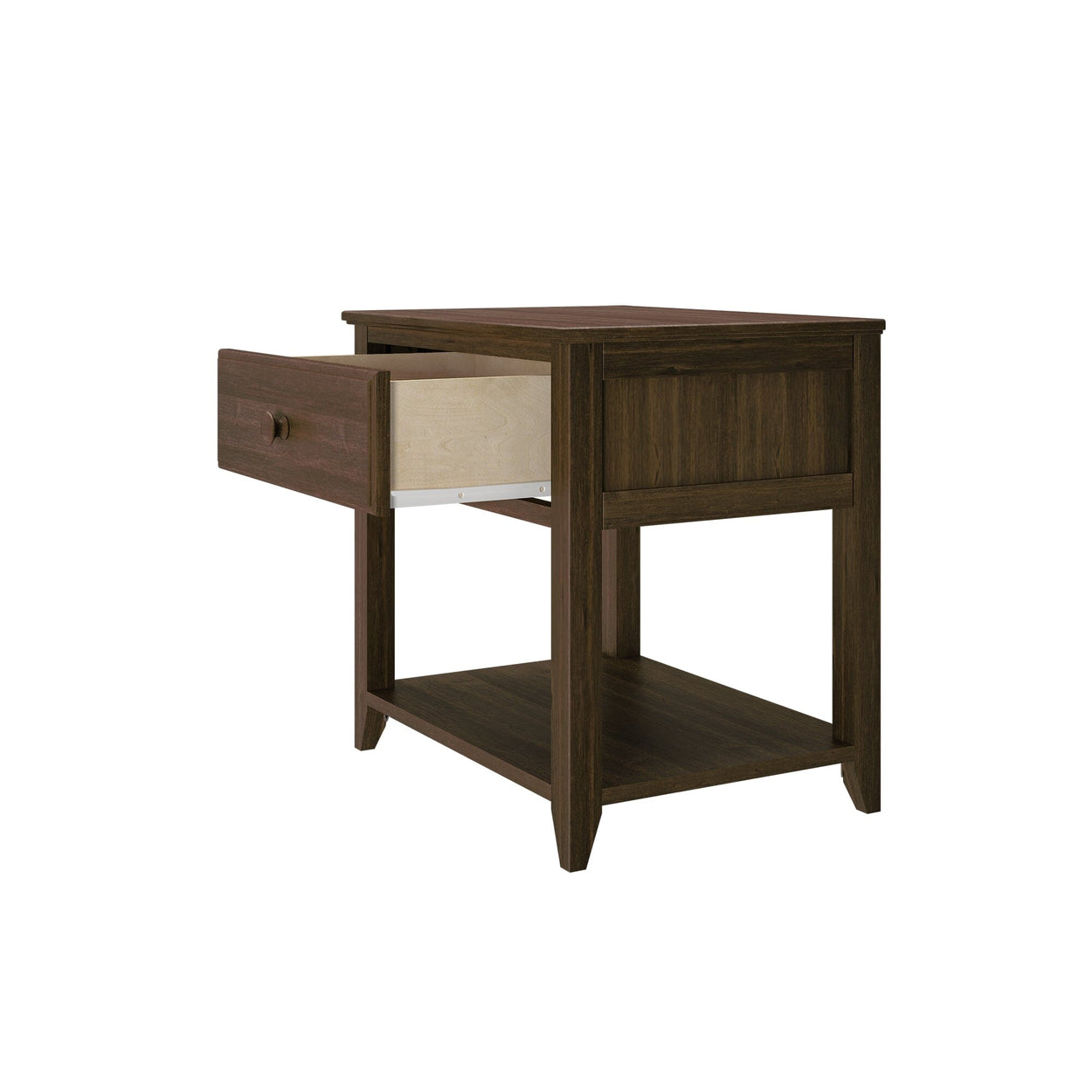 180001-008 : Furniture Nightstand with Drawer and Shelf, Walnut