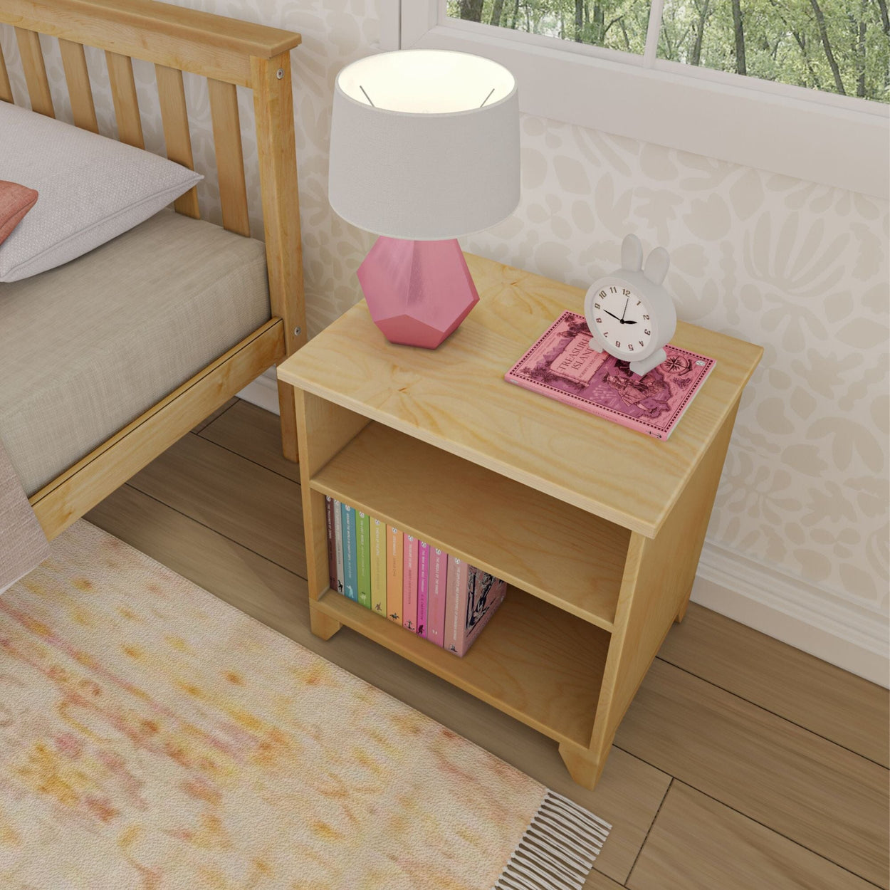 180010-001 : Furniture Nightstand with Shelves, Natural