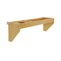 Light maple wall-mounted floating shelf with built-in cup holder and triangular support brackets