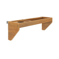 Wooden wall-mounted floating shelf with built-in cup holder and divided storage compartments, modern bedside or bathroom organizer
