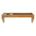 Oak wooden bathtub tray caddy with built-in cup holder and storage compartment for books, tablets, and wine, bath spa accessory
