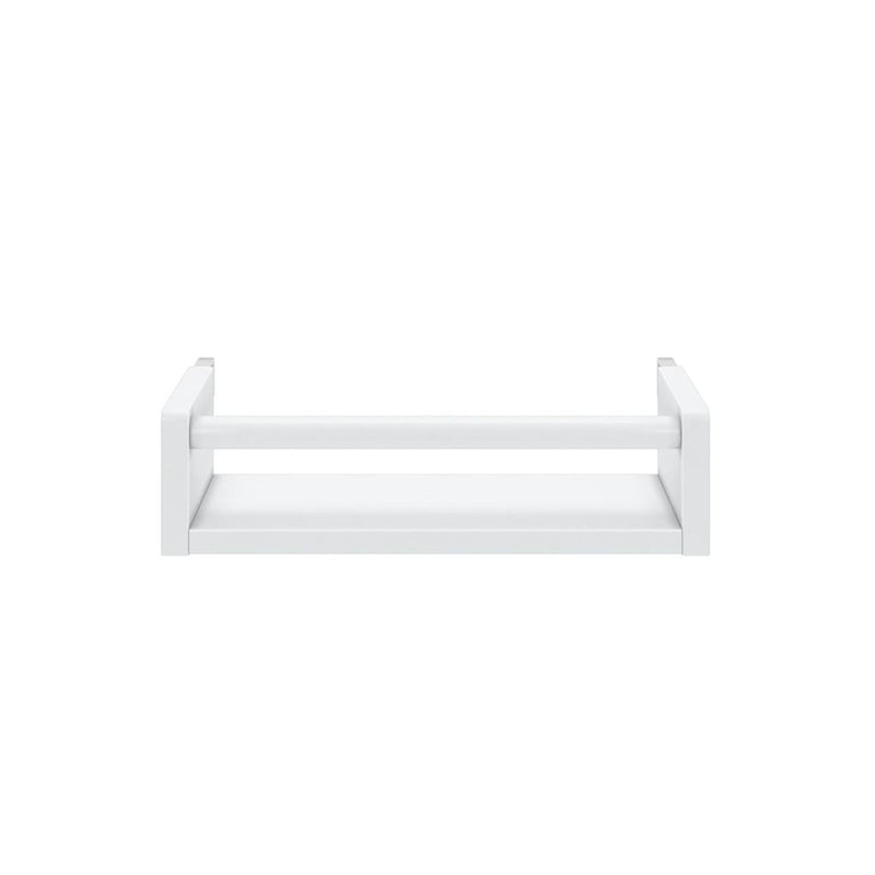 White floating wall shelf with minimalist design for modern home decor.