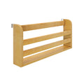 Wooden wall-mounted 3-tier maple spice rack and kitchen shelf with three horizontal slats, lower display shelf, and metal mounting brackets