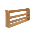 Wall-mounted oak-finish slatted wooden shelf organizer – modern floating kitchen and bathroom storage rack for spices, toiletries, or towels