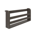 Dark gray wood wall-mounted floating shelf with three horizontal rails and open lower ledge, ideal as a spice rack, bathroom organizer, or decorative storage