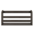 Charcoal gray wall-mounted wooden shelf rack with three horizontal slats and bottom shelf for kitchen or bathroom storage
