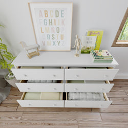 180016-002 : Furniture 6-Drawer Dresser, White
