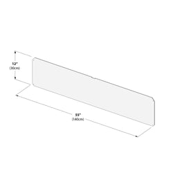 55-inch acrylic tabletop divider with 12-inch height, ideal for office partitions.
