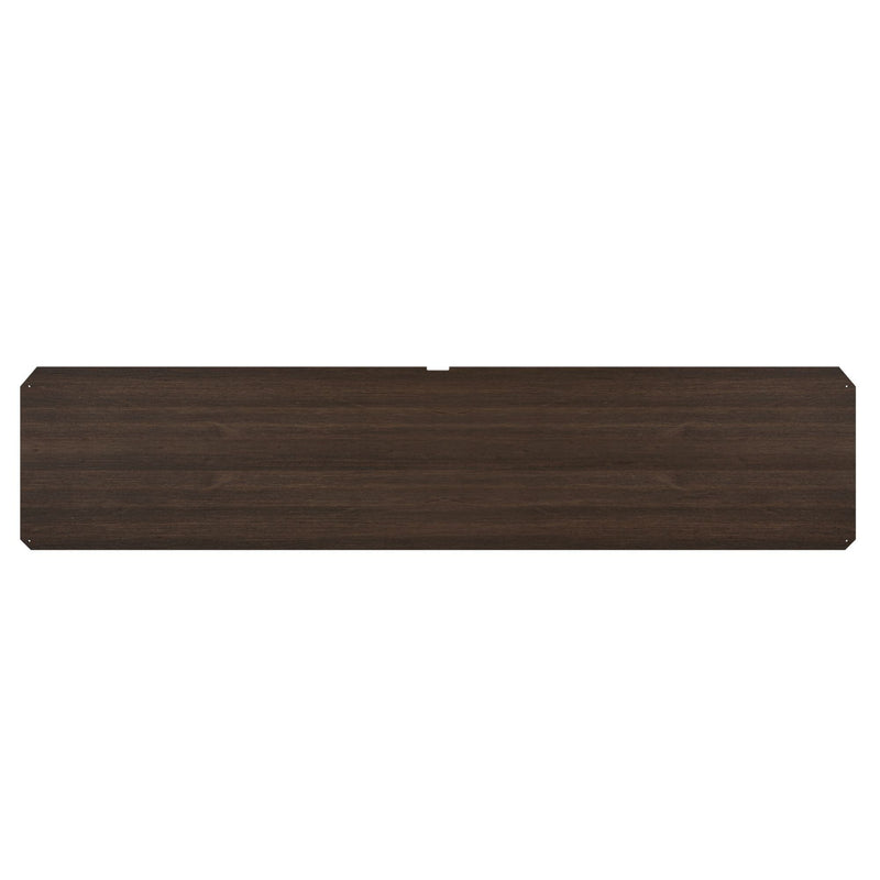 Dark brown wooden shelf panel for modern interior design.