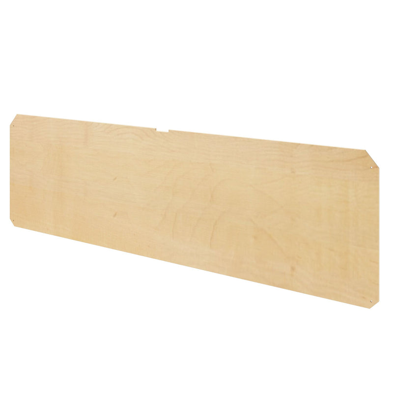 Wooden bed safety guard rail for toddler beds in natural finish.