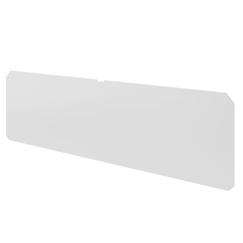 White rectangular metal cover plate on white background.