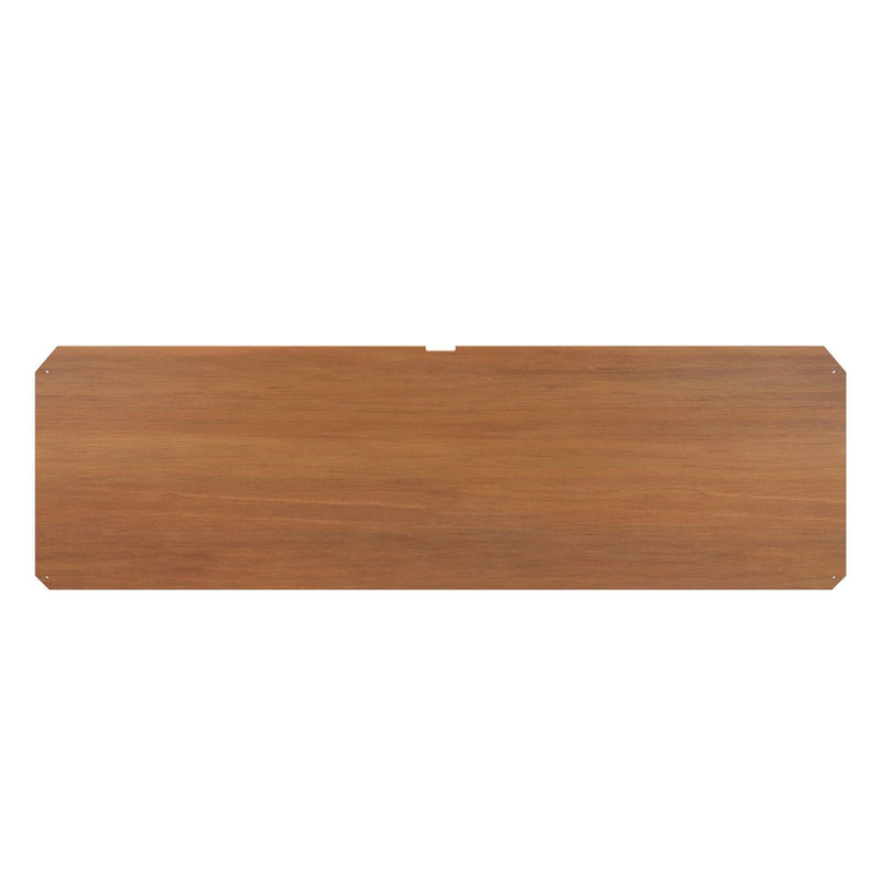 Wooden desk top surface isolated on white background, ideal for modern office furniture or home workspace setup.