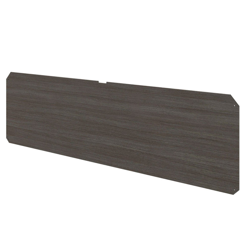 Dark wood headboard panel for a modern bed design.