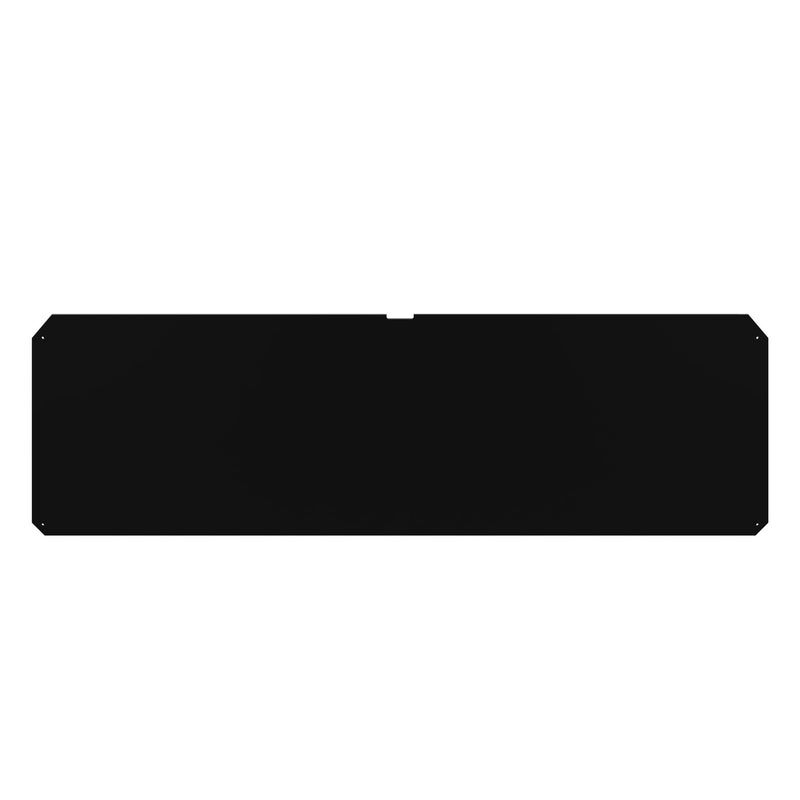 Black metal rectangular panel with rounded corners, suitable for industrial applications and modern home design projects.