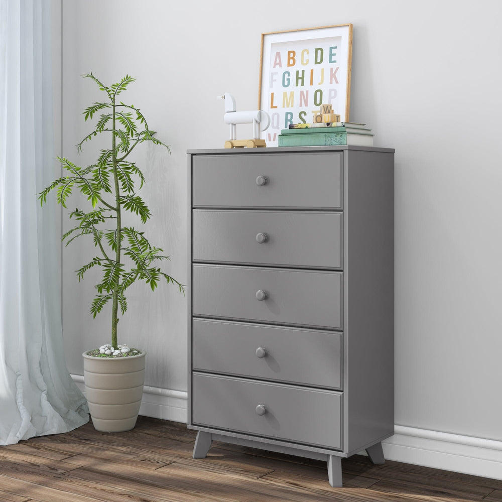 1800215000-121 : Furniture Max & Lily 5 Drawer Dresser, Grey