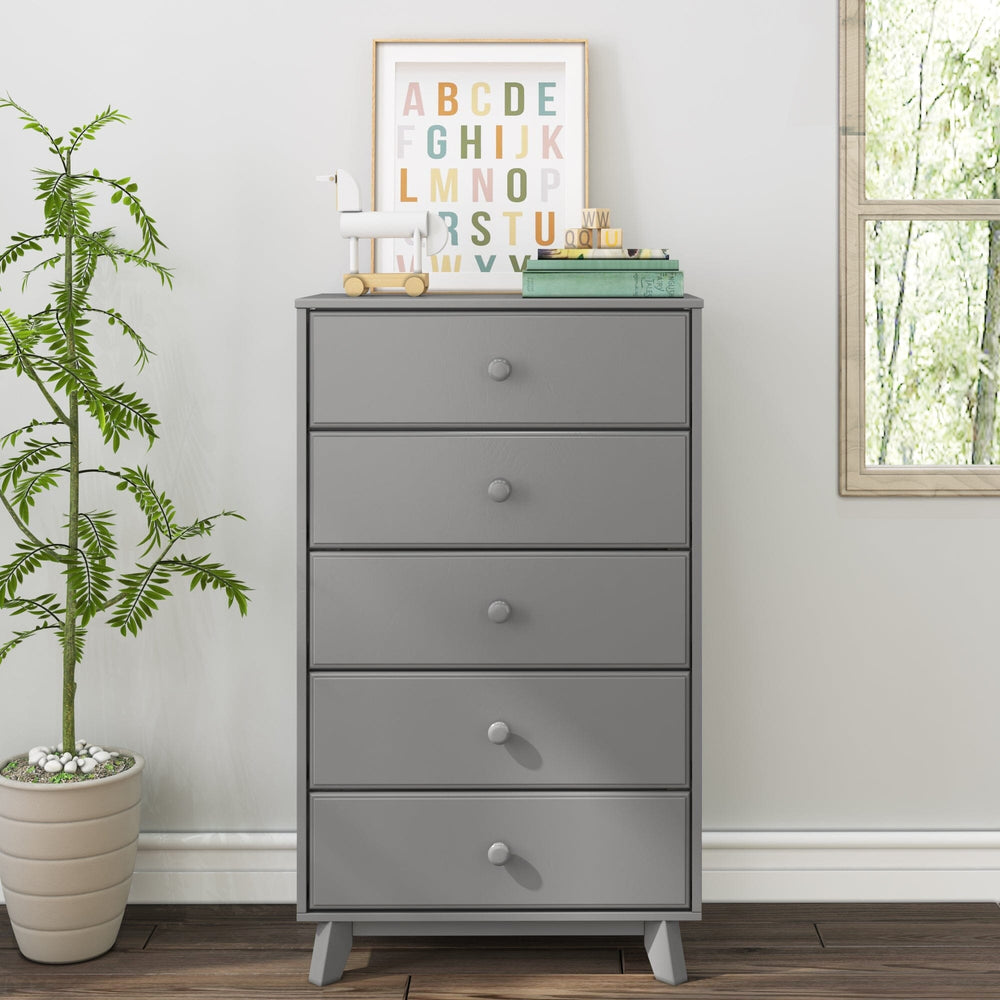 1800215000-121 : Furniture Max & Lily 5 Drawer Dresser, Grey